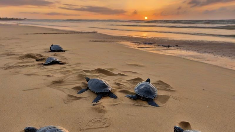 Відпущено п'ять морських черепах на пляжі у Кастельдефельсі